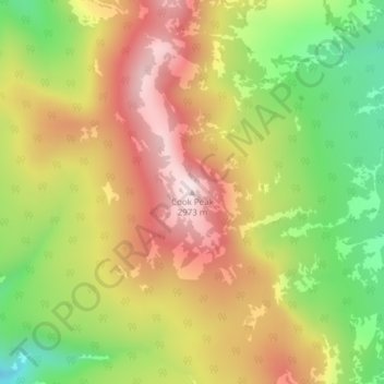 Topografische Karte Cook Peak, Höhe, Relief