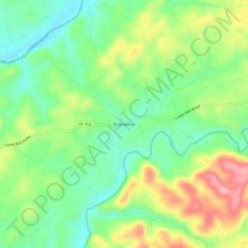 Topografische Karte Friendship, Höhe, Relief