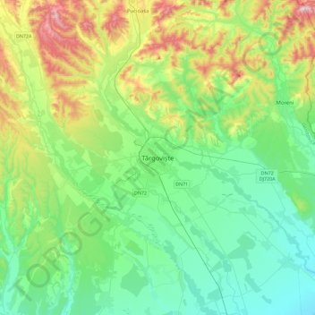 Topografische Karte Tergowisch, Höhe, Relief