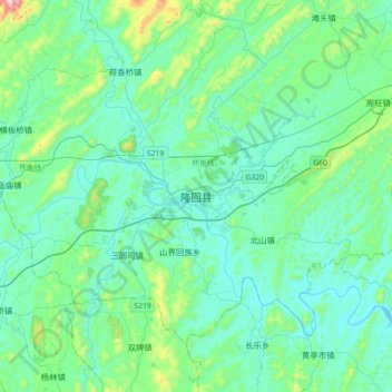 Topografische Karte Longhui, Höhe, Relief