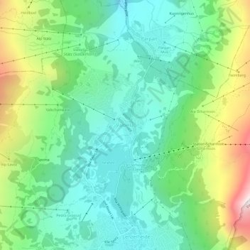 Topografische Karte Valbella, Höhe, Relief