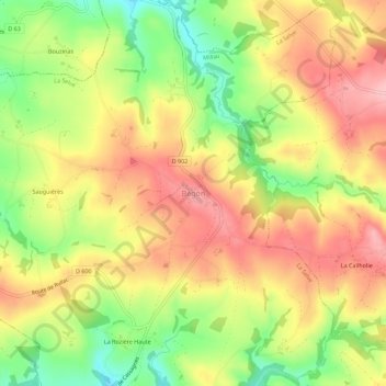 Topografische Karte Bégon, Höhe, Relief