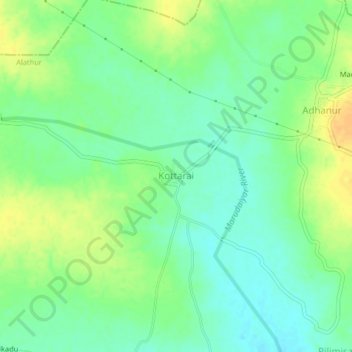 Topografische Karte Kottarai, Höhe, Relief