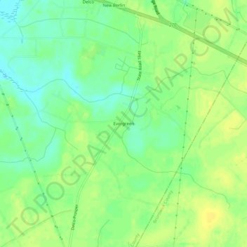 Topografische Karte Evergreen, Höhe, Relief