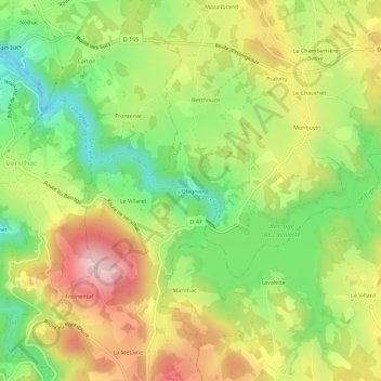 Topografische Karte L'Olagnier, Höhe, Relief