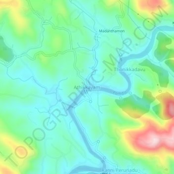 Topografische Karte Athikkayam, Höhe, Relief
