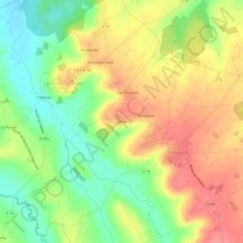 Topografische Karte Lierne, Höhe, Relief
