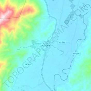 Topografische Karte Arizona, Höhe, Relief