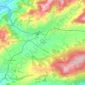 Topografische Karte Zwislen, Höhe, Relief