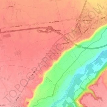Topografische Karte Bricco de Faule, Höhe, Relief