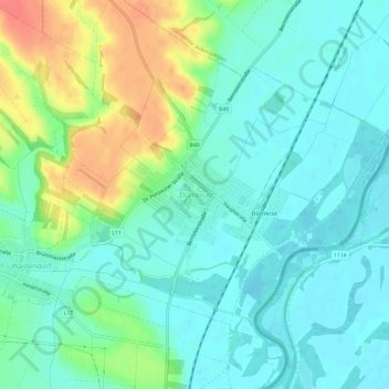 Topografische Karte Dürnkrut, Höhe, Relief