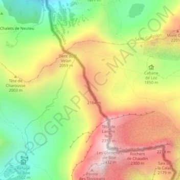 Topografische Karte Dent du Loup, Höhe, Relief