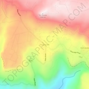 Topografische Karte Hogsback, Höhe, Relief
