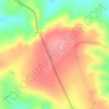 Topografische Karte Adrianópolis, Höhe, Relief