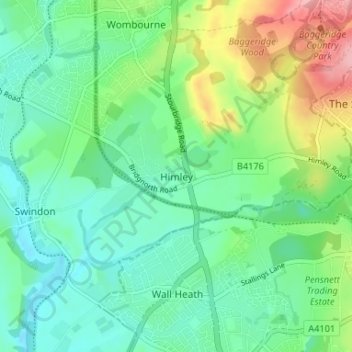 Topografische Karte Himley, Höhe, Relief