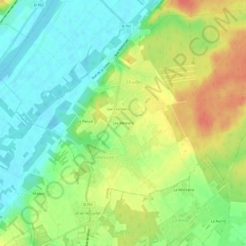 Topografische Karte Les Mesliers, Höhe, Relief