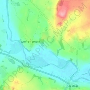 Topografische Karte Dryton, Höhe, Relief