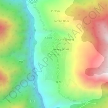 Topografische Karte Monigong, Höhe, Relief