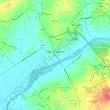 Topografische Karte Ponte, Höhe, Relief