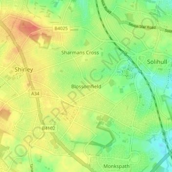 Topografische Karte Blossomfield, Höhe, Relief