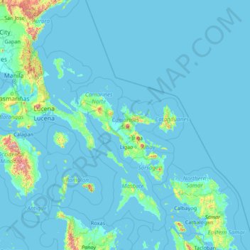 Topografische Karte Camarines Sur, Höhe, Relief