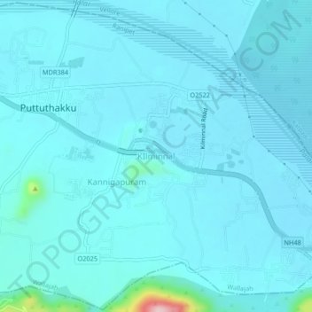 Topografische Karte KIlminnal, Höhe, Relief