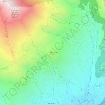 Topografische Karte Santa Elisabetta, Höhe, Relief