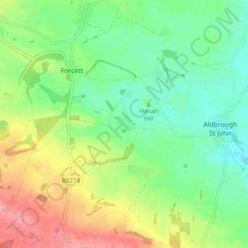 Topografische Karte Stanwick St John, Höhe, Relief