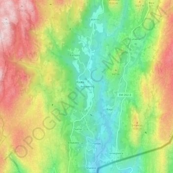 Topografische Karte Assureira, Höhe, Relief