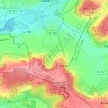 Topografische Karte Boisgeloup, Höhe, Relief