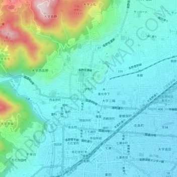 Topografische Karte 伊勢町, Höhe, Relief