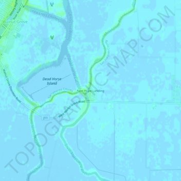 Topografische Karte New Hope Landing, Höhe, Relief