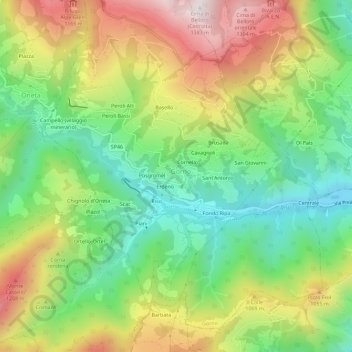 Topografische Karte Villassio, Höhe, Relief