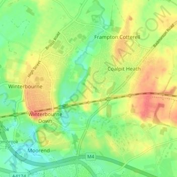 Topografische Karte Kendleshire, Höhe, Relief