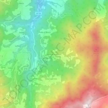 Topografische Karte Mossale Superiore, Höhe, Relief