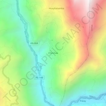 Topografische Karte Chinchas, Höhe, Relief