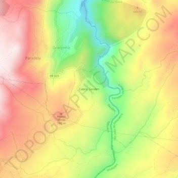 Topografische Karte Cabriz, Sendim, Höhe, Relief