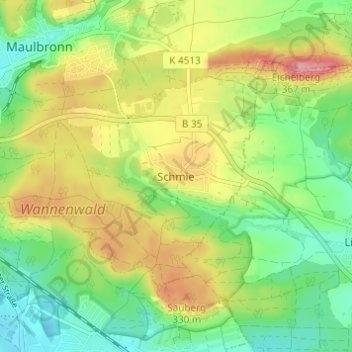 Topografische Karte Schmie, Höhe, Relief