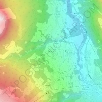 Topografische Karte Parsonz, Höhe, Relief