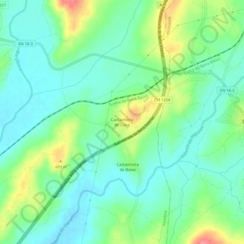 Topografische Karte Castanheira de Cima, Höhe, Relief