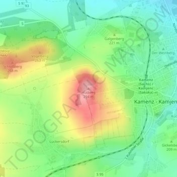 Topografische Karte Hutberg, Höhe, Relief