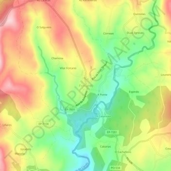 Topografische Karte Forcarei, Höhe, Relief