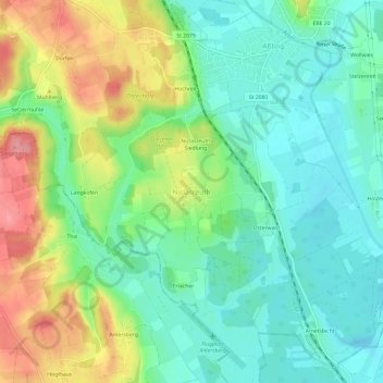 Topografische Karte Niclasreuth, Höhe, Relief