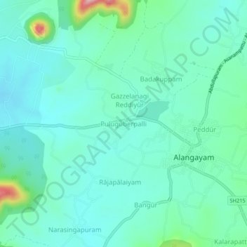 Topografische Karte Puluguberpalli, Höhe, Relief