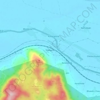 Topografische Karte Teliagarhi, Höhe, Relief