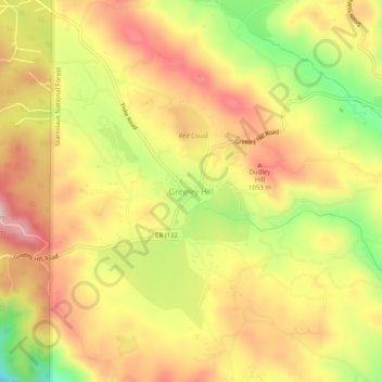 Topografische Karte Greeley Hill, Höhe, Relief