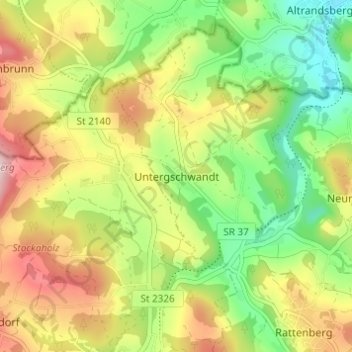 Topografische Karte Untergschwandt, Höhe, Relief