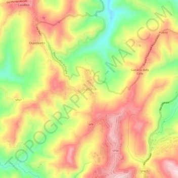 Topografische Karte Gadana, Höhe, Relief