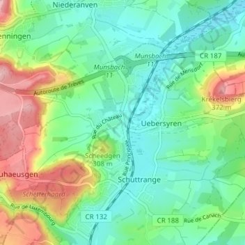 Topografische Karte Münsbach, Höhe, Relief