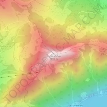 Topografische Karte Rigi Hochflue, Höhe, Relief